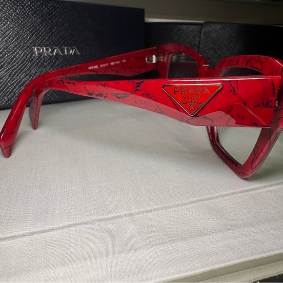 Prada 0PR09ZV Etruscan Marble Red Triangle Logo Eyeglasses - Picture 5 of 10